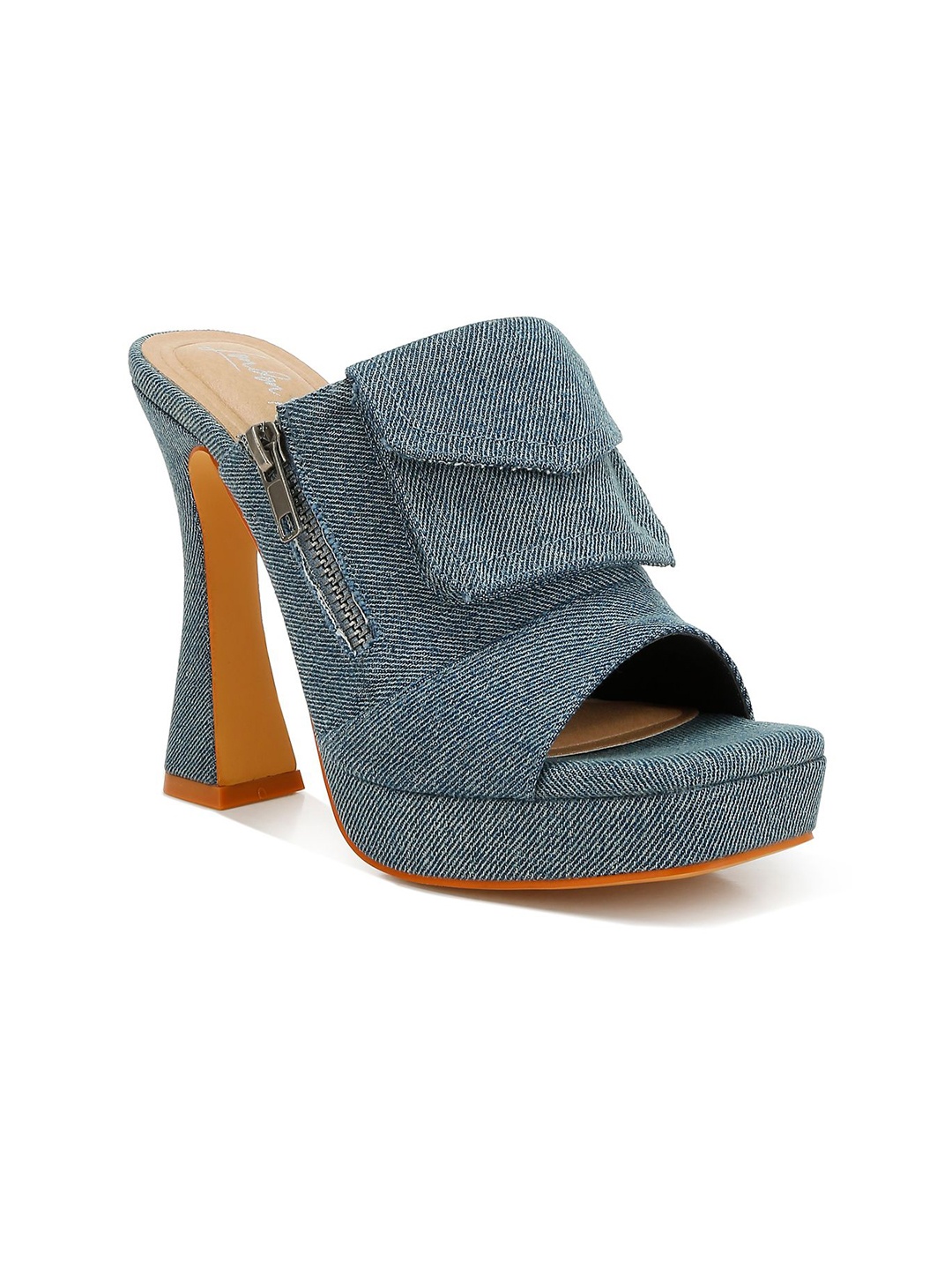 

London Rag Woven Design Block Heel Sandal, Blue