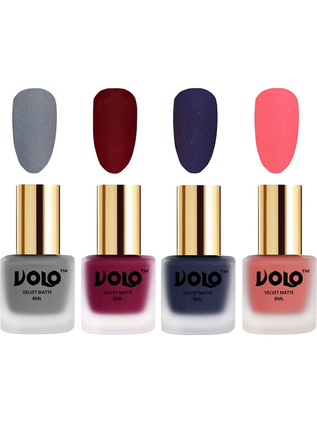 

VOLO Set Of 4 Velvet Matte Nail Polish- 8 ml Each- Shade- 20-25-31-41, Multi