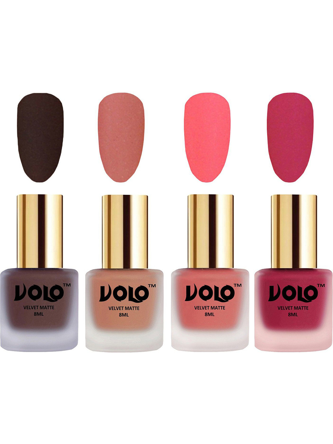 

VOLO Set of 4 Velvet Dull Matte Nail Polish - 8 ml Each - 2-38-41-43, Multi