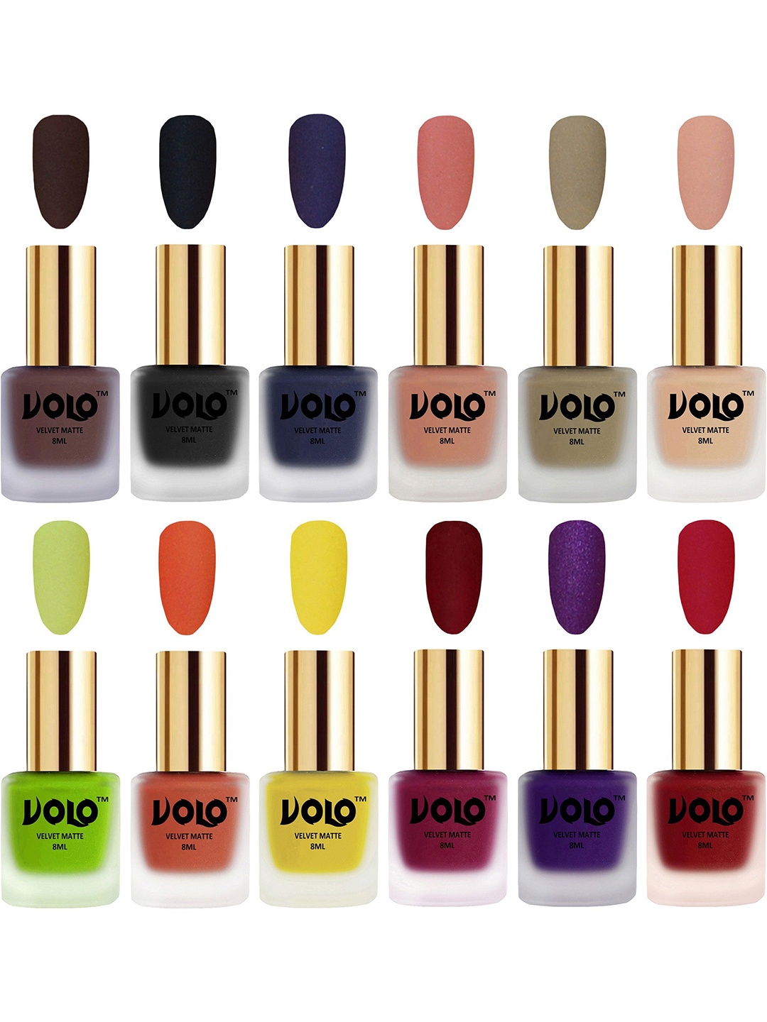 

VOLO Set Of 12 Velvet Matte Nail Polish - 8 ml Each, Nude