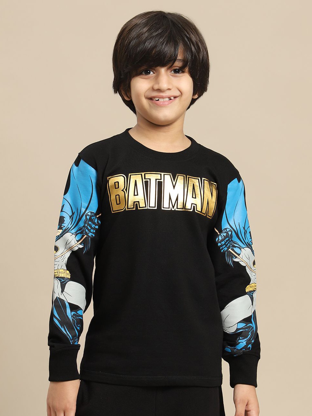 

Kids Ville Boys Batman Typography Printed Round Neck Tshirt, Black