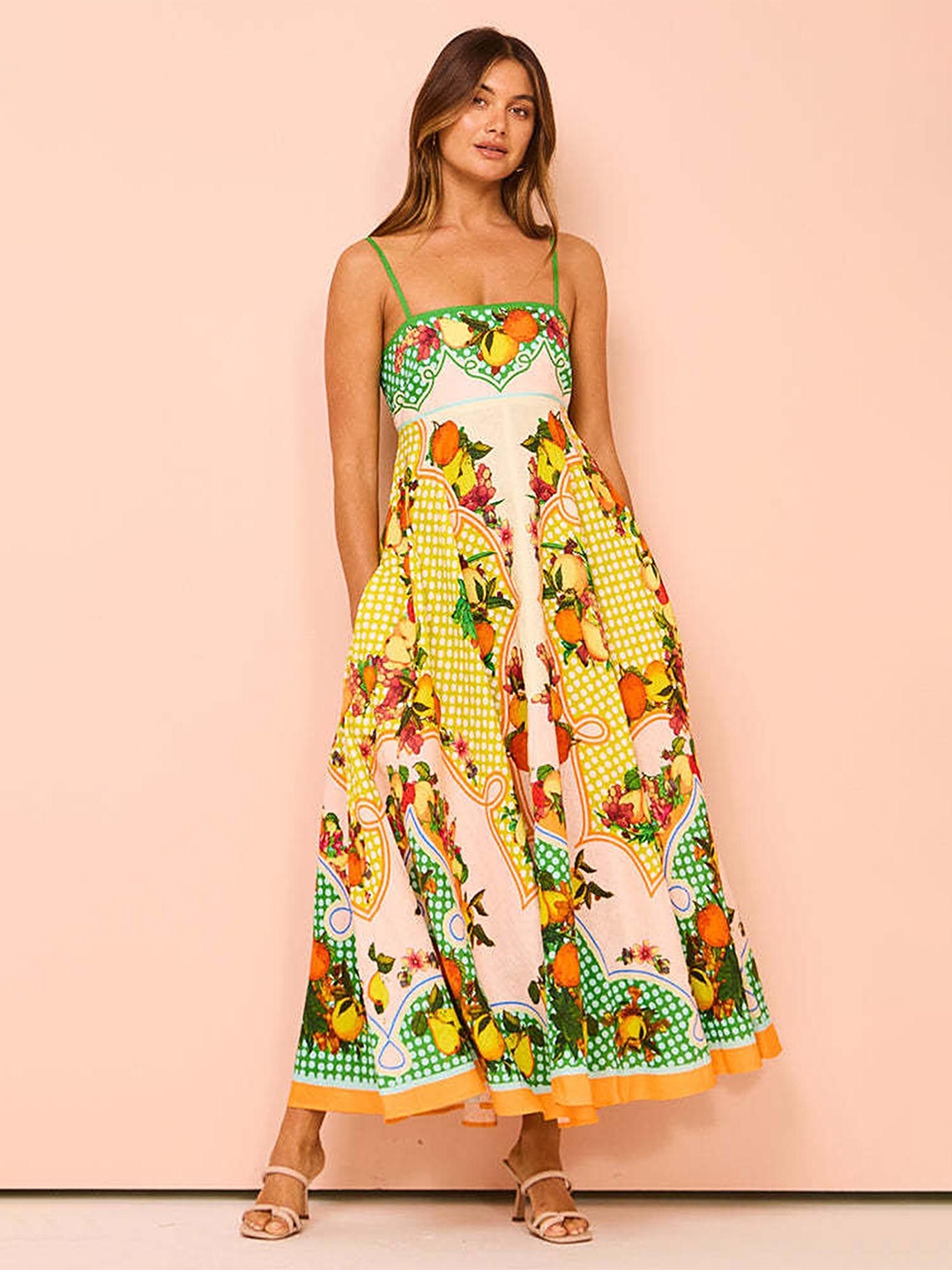 

LULU & SKY Floral Print Maxi Dress, Yellow