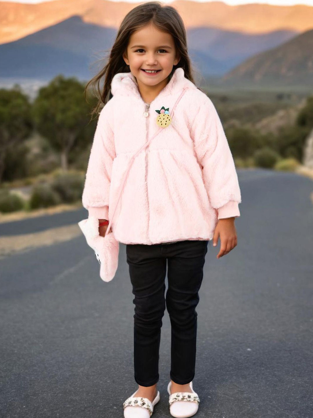 

INCLUD Girls Open Front Jacket, Pink