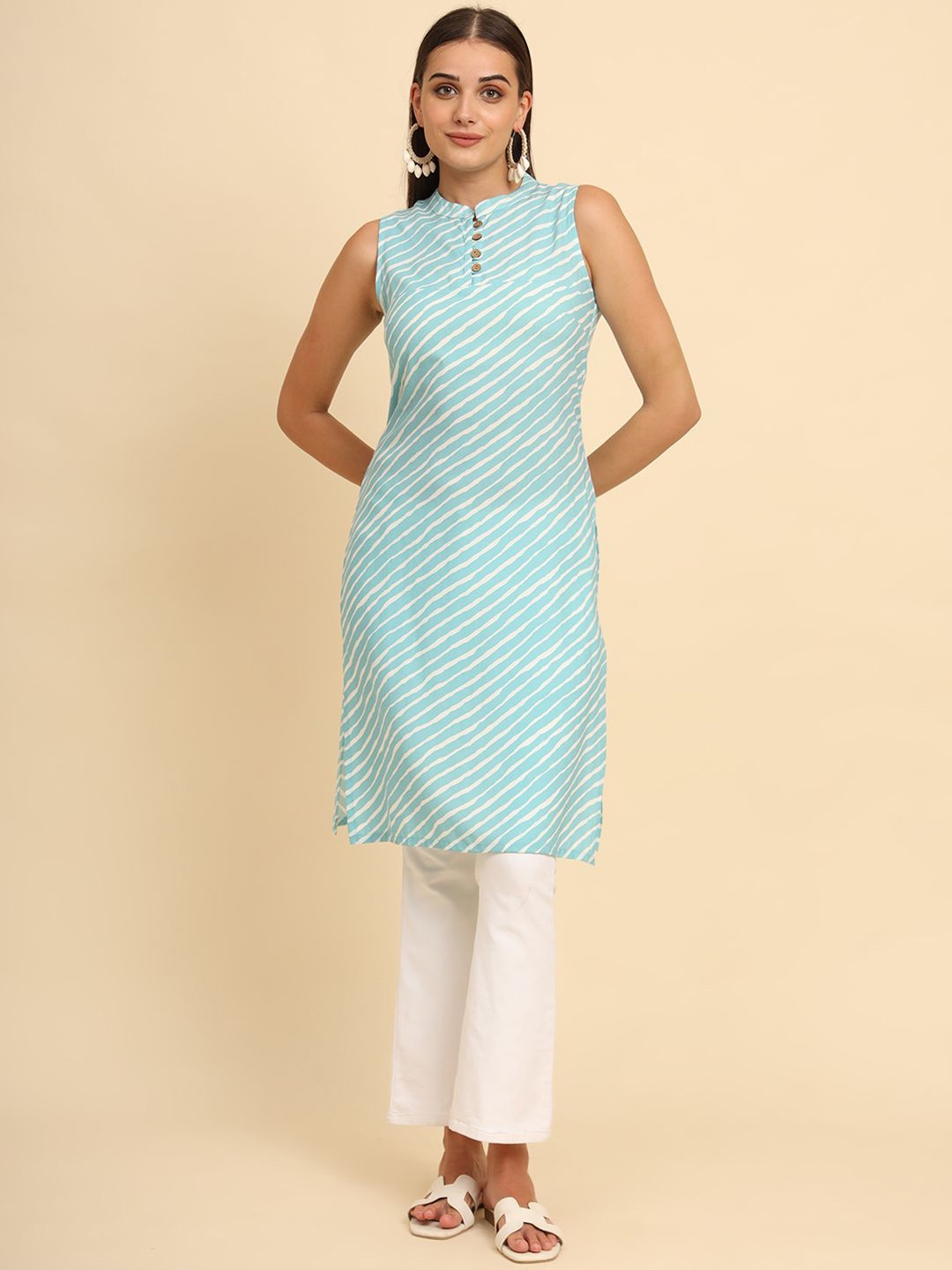 

Anouk Rustic Women Geometric Printed Kurta, Blue