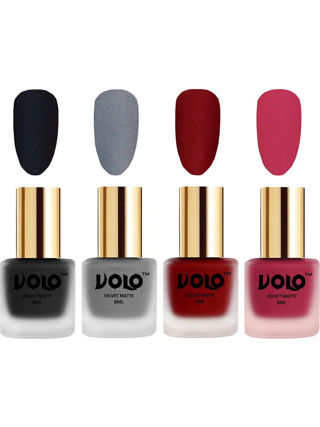 

VOLO Set of 4 Velvet Dull Matte Nail Polish - 8 ml Each - 5-20-22-43, Multi