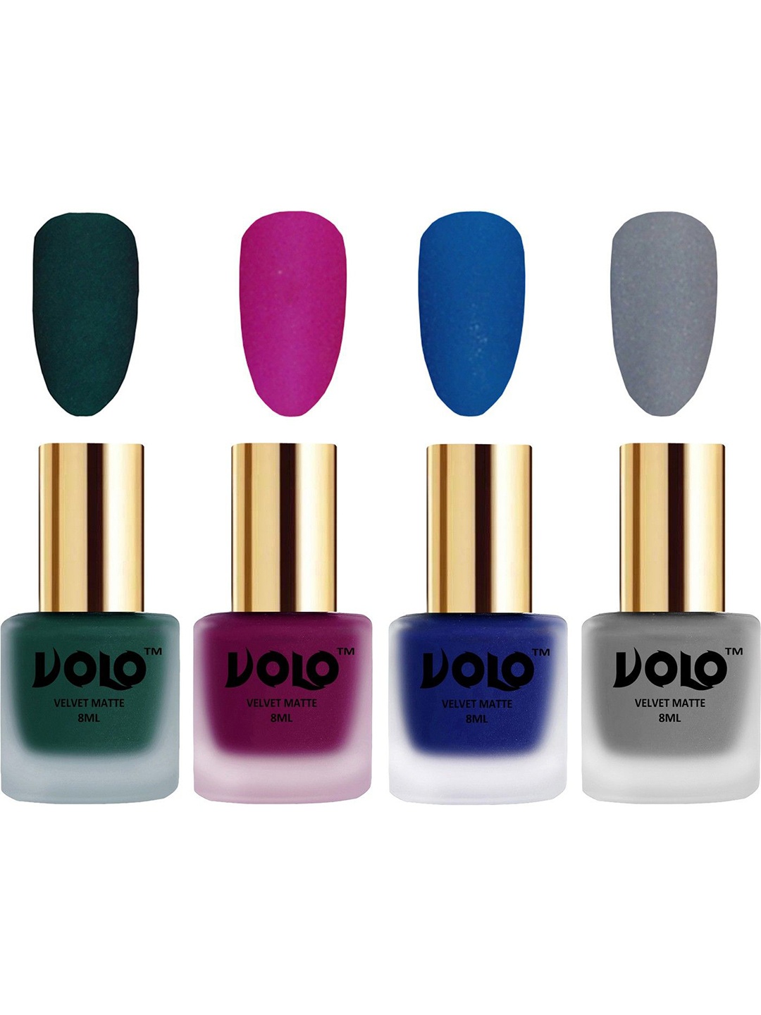 

VOLO Set Of 4 Velvet Dull Matte Nail Polish -8 ml Each - 12 - 14 - 19 - 20, Multi
