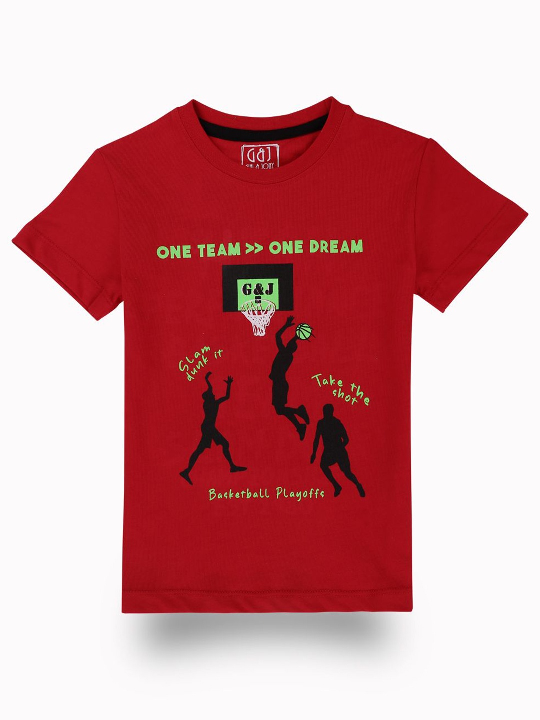

Gini and Jony Boys Graphic Printed Round Neck Cotton T-shirt, Red