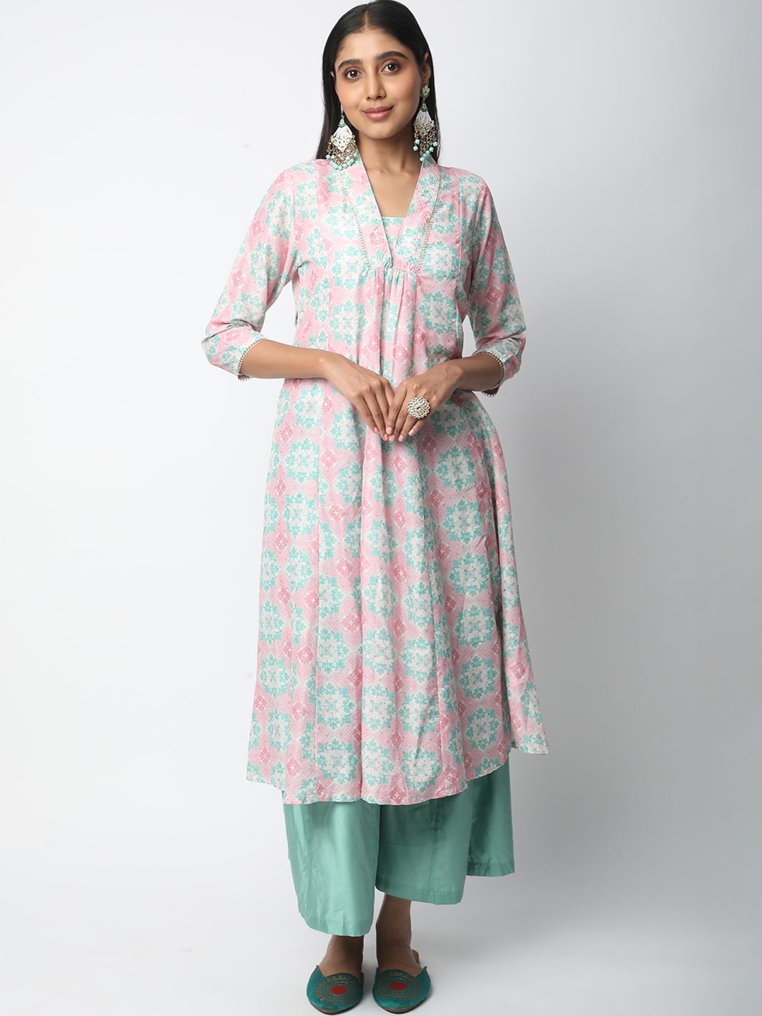

R&B Women Floral Printed Kurta, Pink