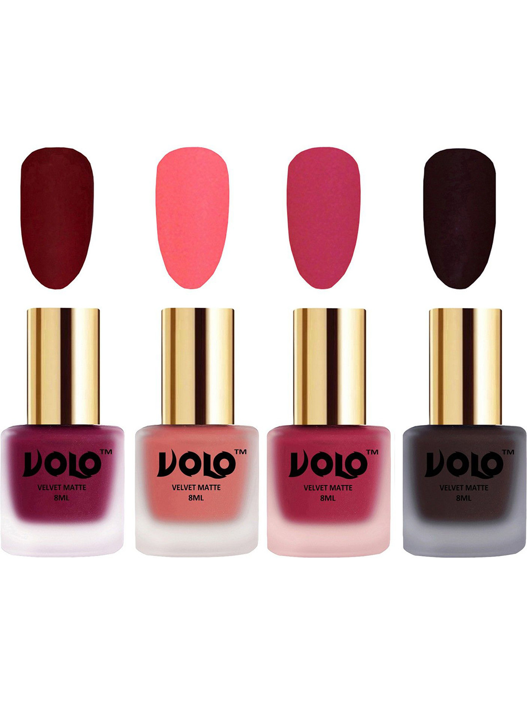 

VOLO Set Of 4 Velvet Matte Nail Polish-8 ml Each Shade- 25 -41 -43 -45, Maroon