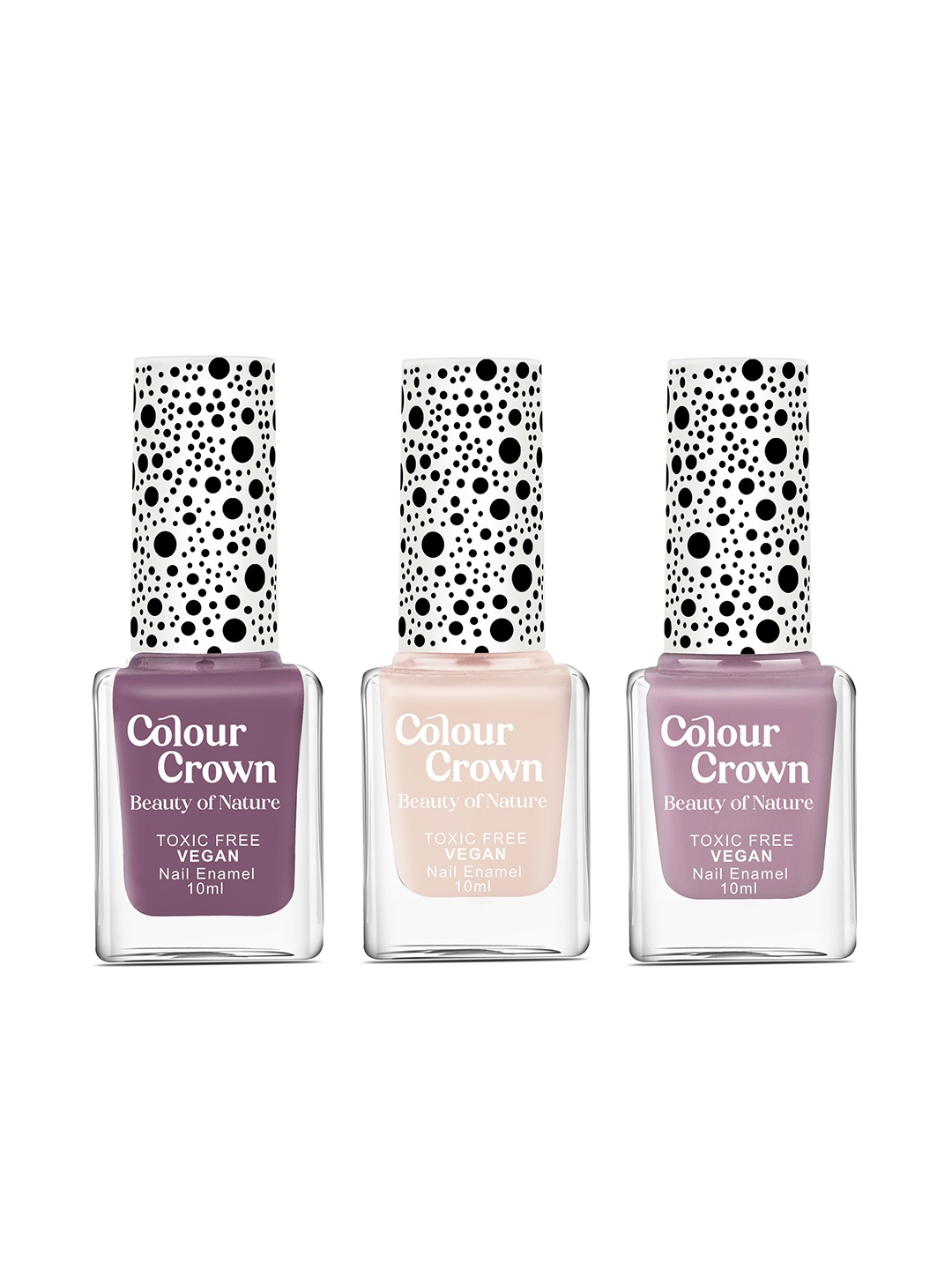 

CROWN Set of 3 Longwear Glossy Finish Nail Polish- 10 ml Each - Crimson Crush, Multi