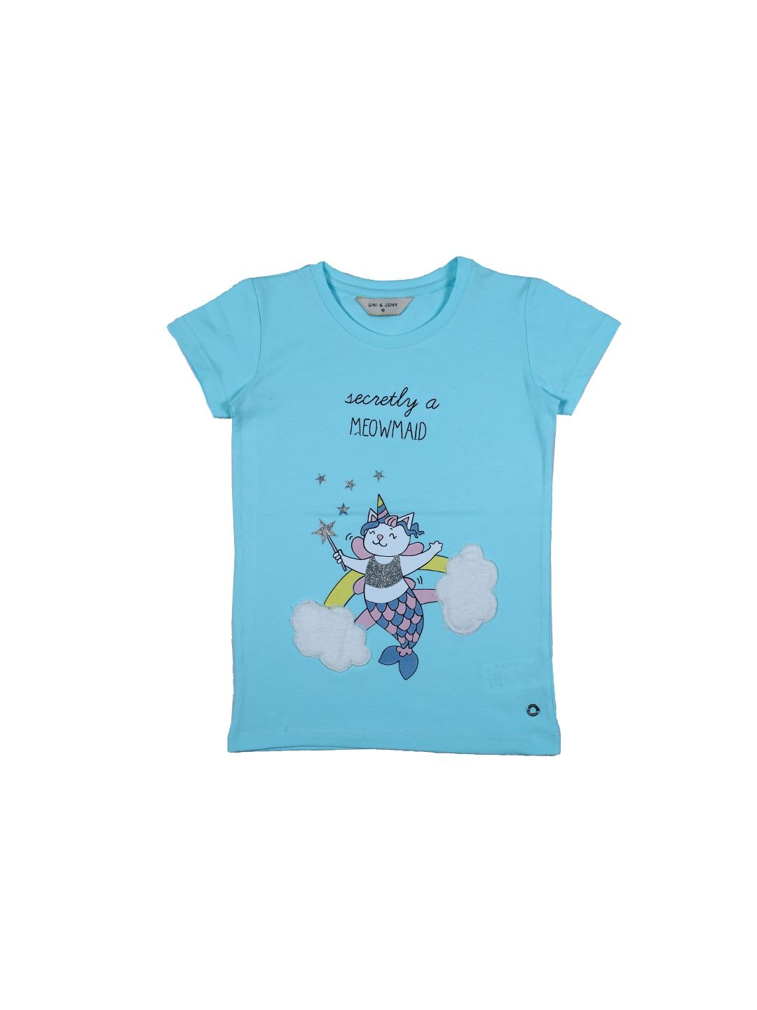 

Gini and Jony Girls Graphic Printed Round Neck Cotton T-shirt, Blue