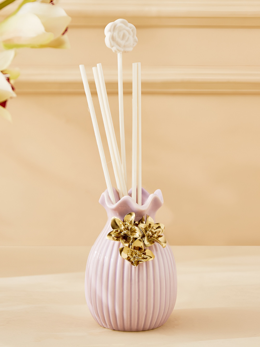 

Home Centre Moksha Ceramic Lavender & Fougere Reed Diffuser Set, Purple
