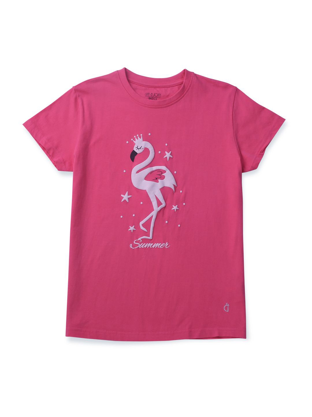 

Gini and Jony Girls Graphic Printed Round Neck Cotton T-shirt, Pink