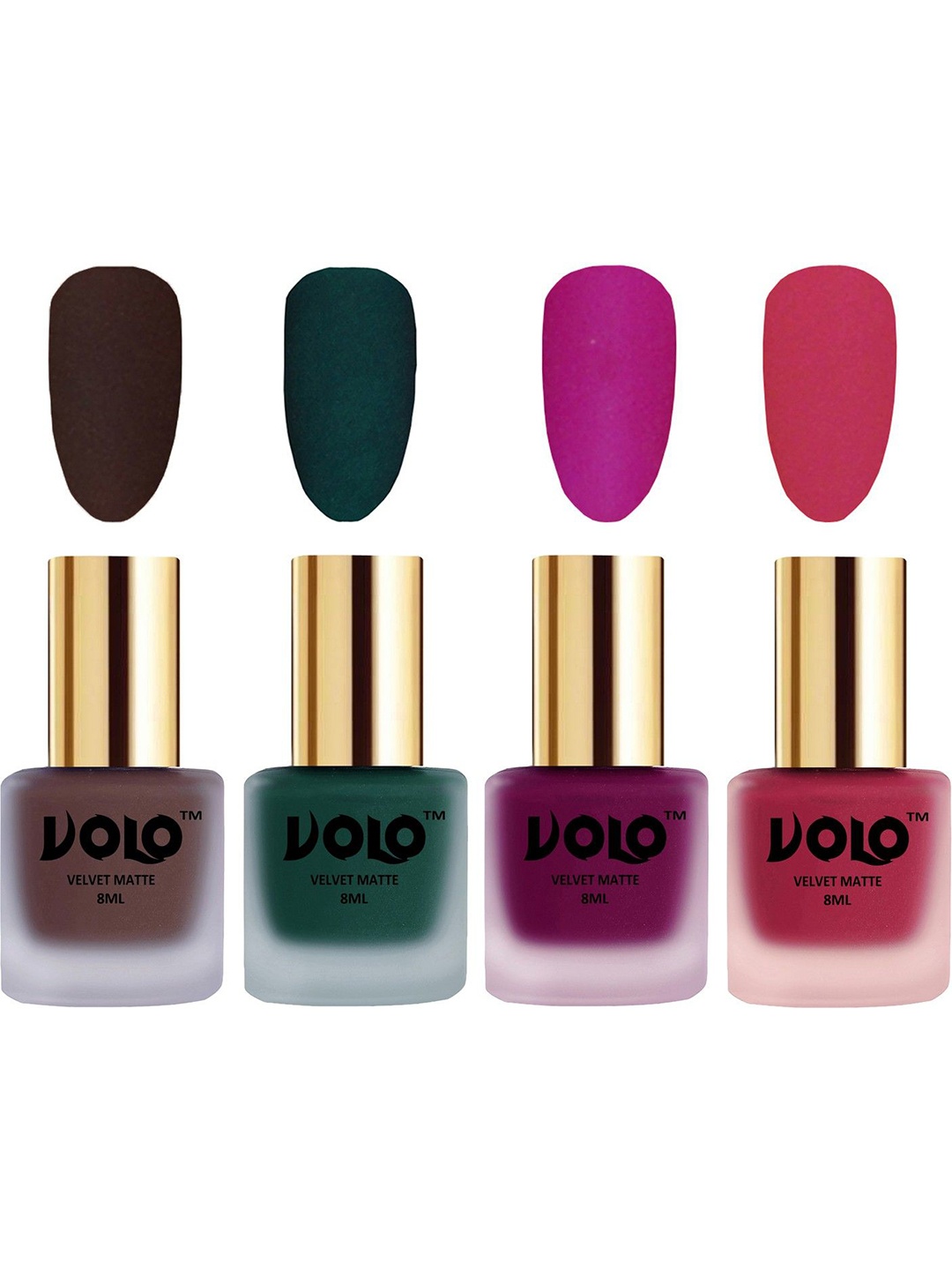 

VOLO Set Of 4 Velvet Matte Nail Polish-8 ml Each Shade -2 -12 -14 -43, Pink