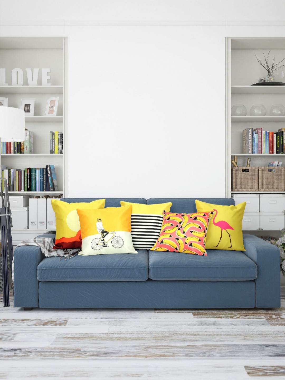

Vendola Yellow & Black 5 Pieces Quirky Printed Square Shaped Cushion Covers