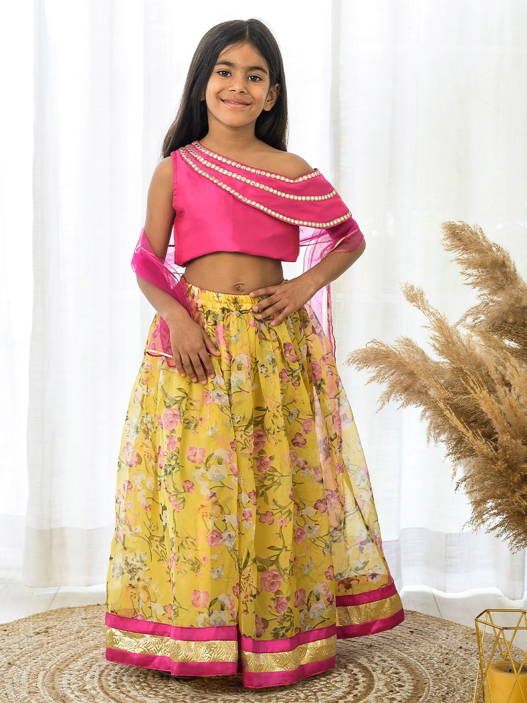 

Fairies Forever Girls Printed Ready to Wear Lehenga & Blouse With Dupatta, Yellow