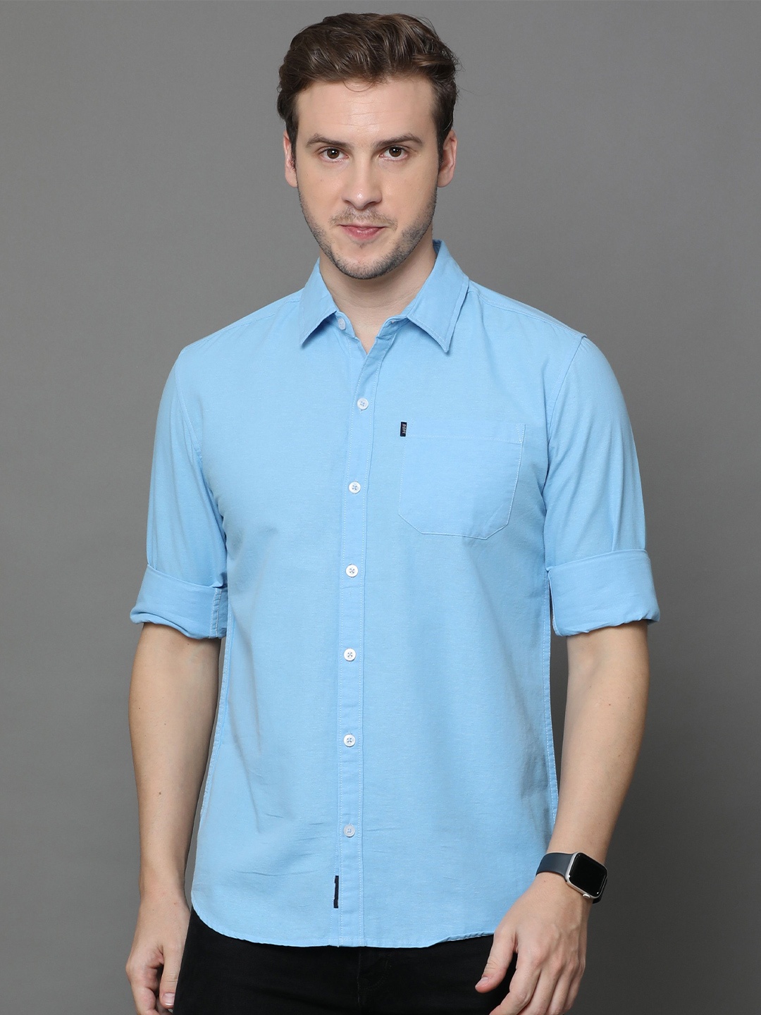 

Rope Men Classic Slim Fit Opaque Casual Shirt, Blue