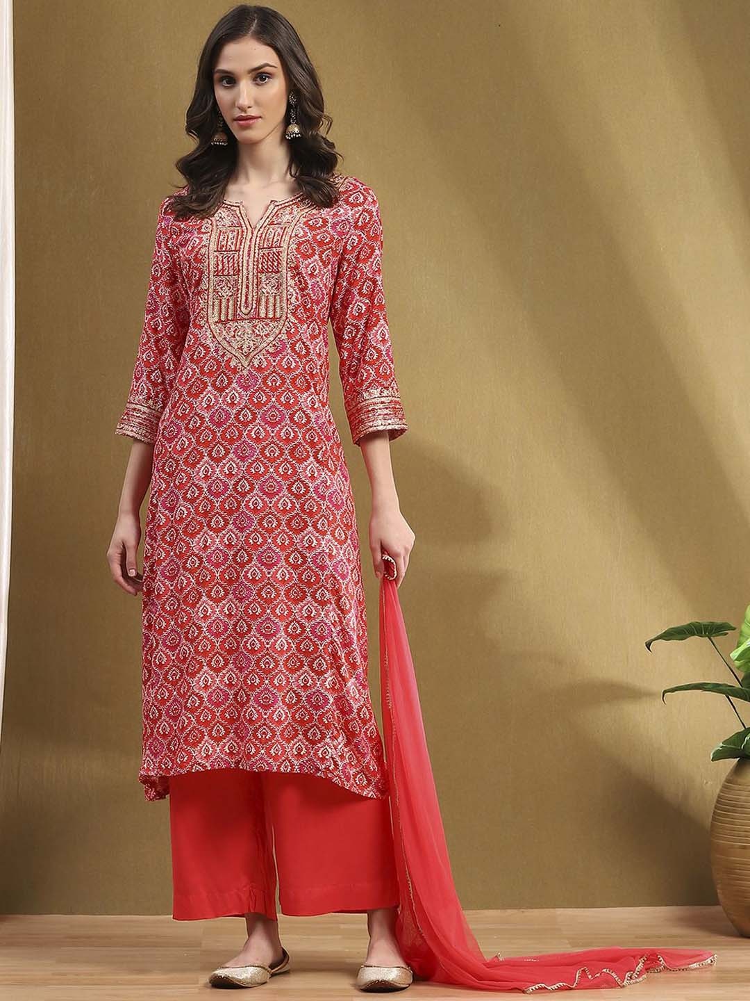 

Biba Women Kurta with Palazzos & With Dupatta, Red