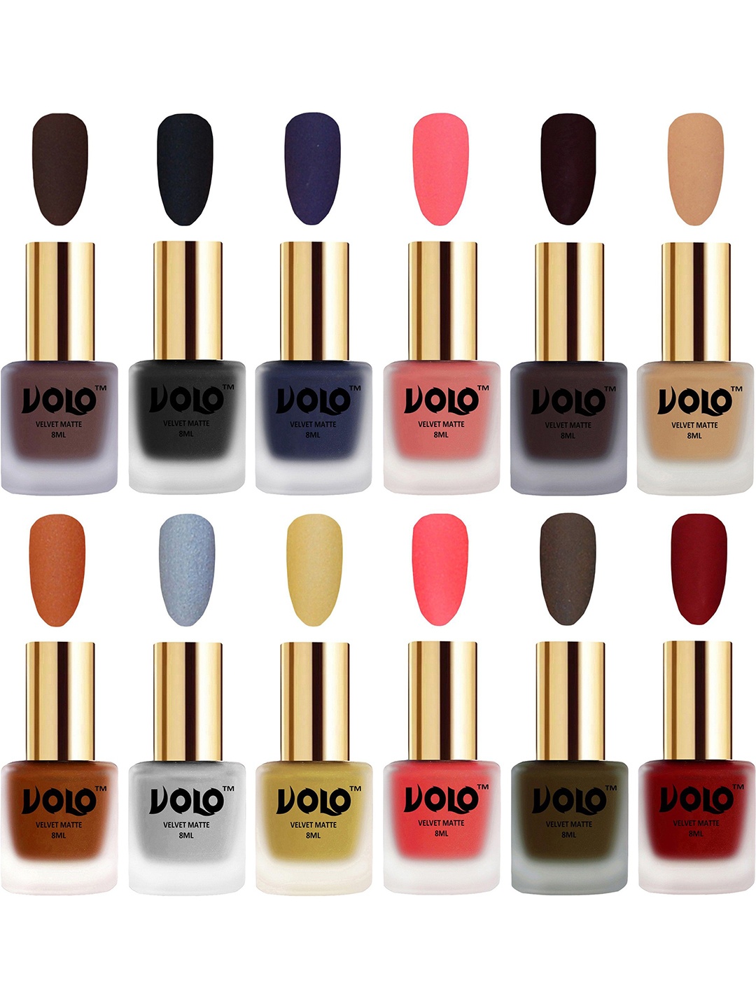 

VOLO Set Of 12 Velvet Matte Nail Polish - 8 ml Each, Multi