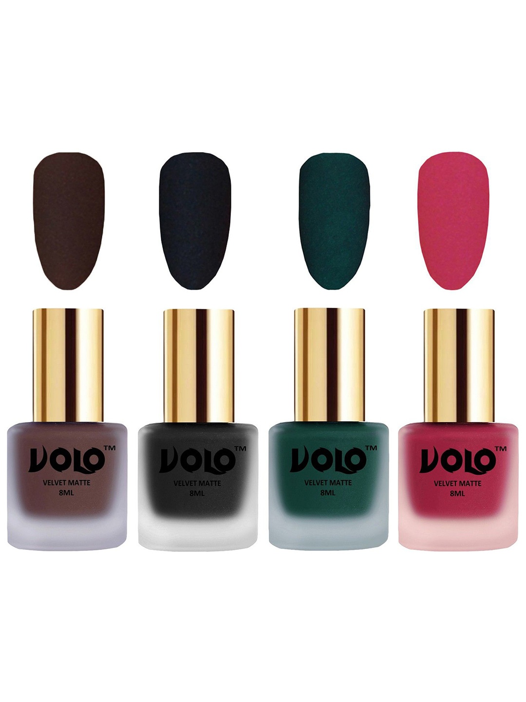 

VOLO Set Of 4 Velvet Matte Nail Polish - 8 ml Each - 2 - 5 - 12 - 43, Multi