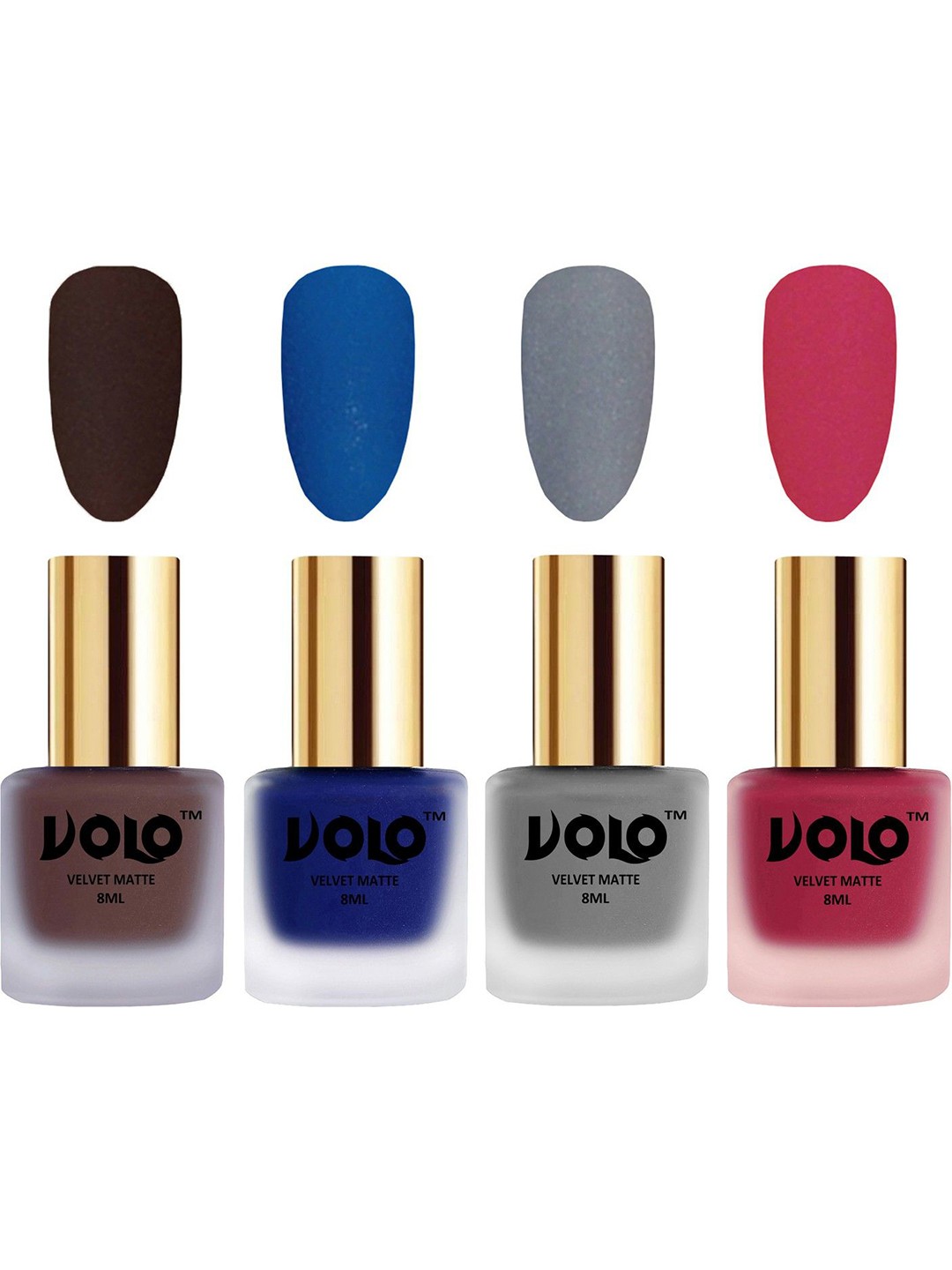 

VOLO Set Of 4 Velvet Matte Nail Polish- 8 ml Each- 2 -19-20 - 43, Multi