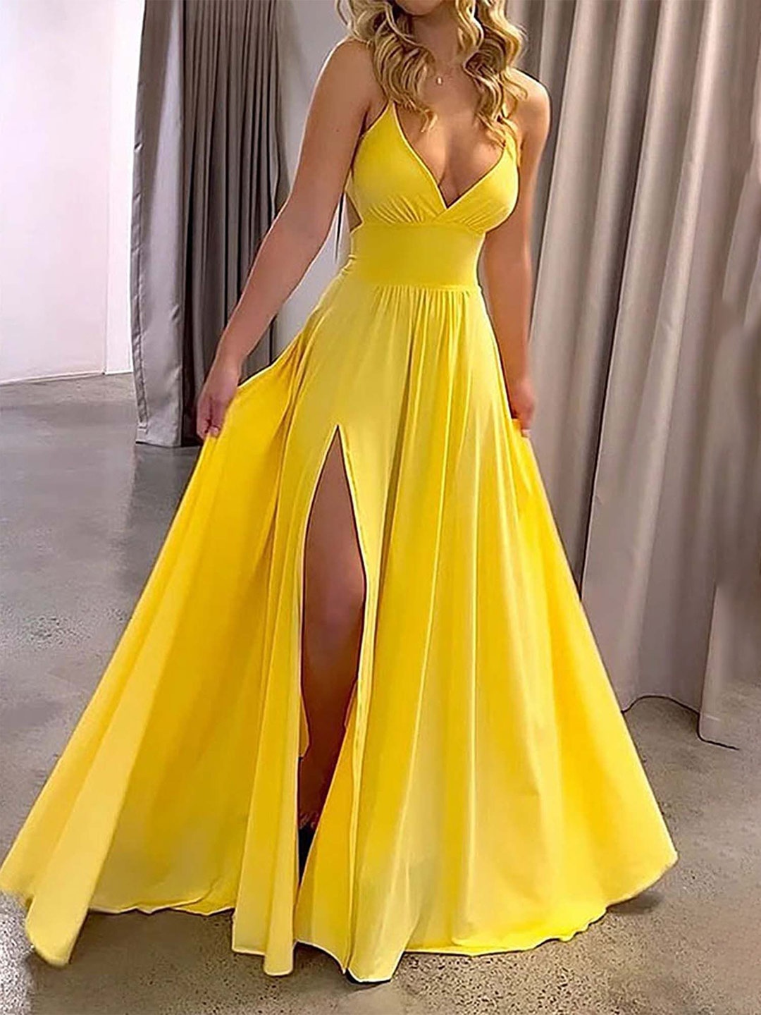 

LULU & SKY Women Panelled Maxi Dress, Yellow