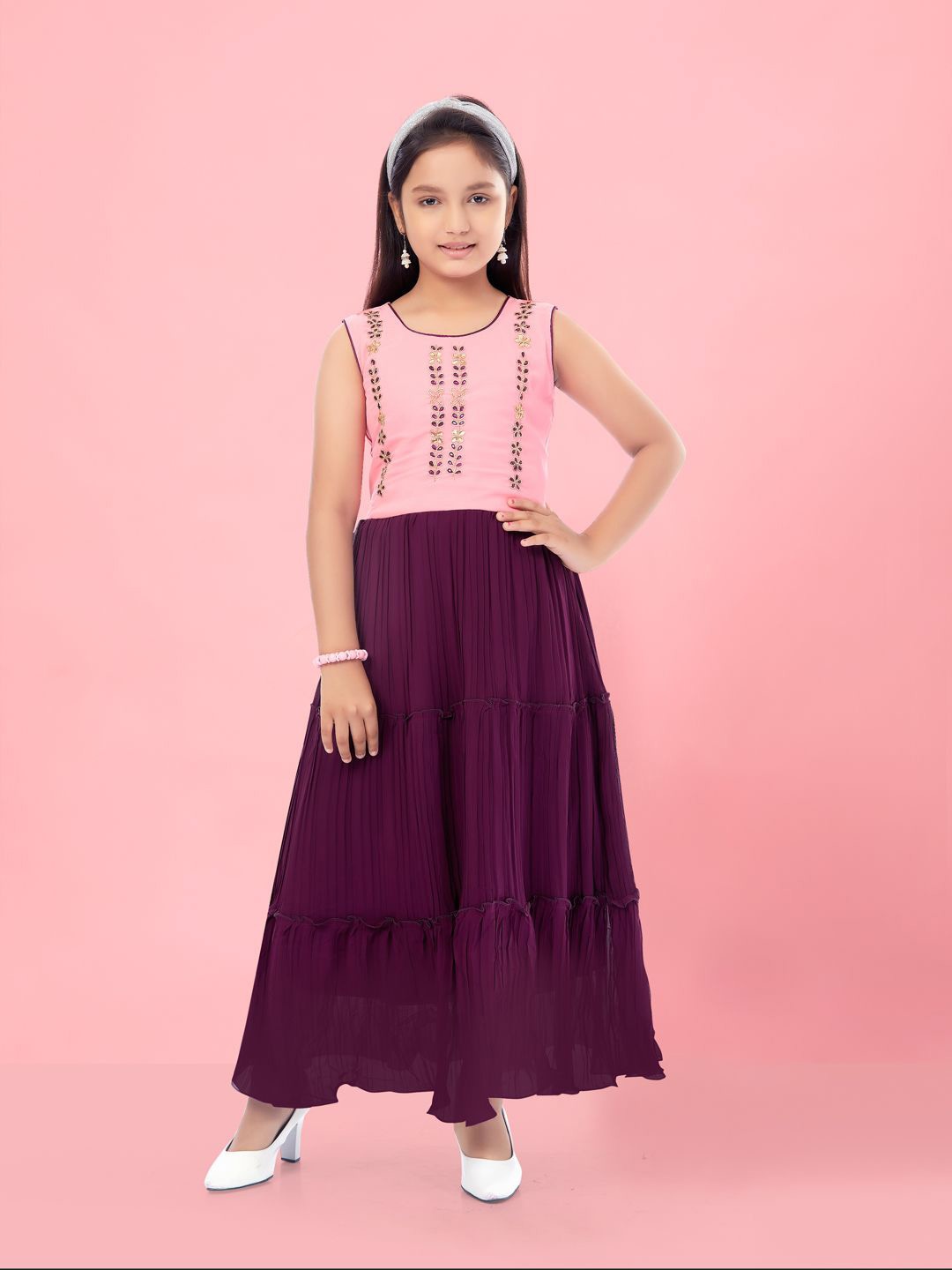 

BAESD Girls Round Neck Sleeveless Maxi Dress, Purple