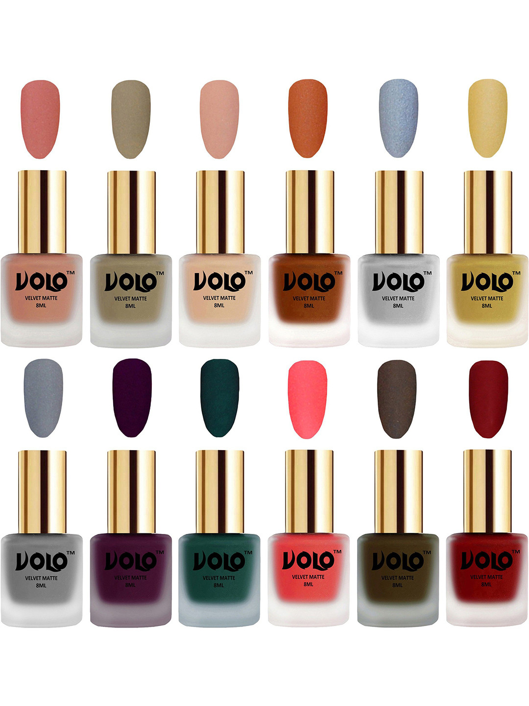 

VOLO Set Of 12 Velvet Matte Nail Polish - 8 ml Each, Multi