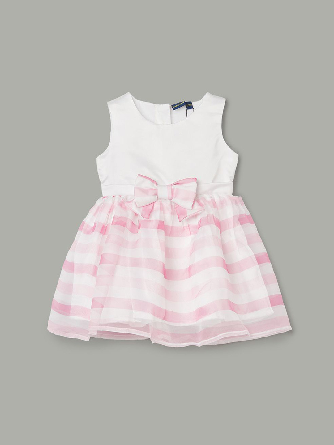

Juniors by Lifestyle Girls Striped Printed Fit & Flare Dress, White