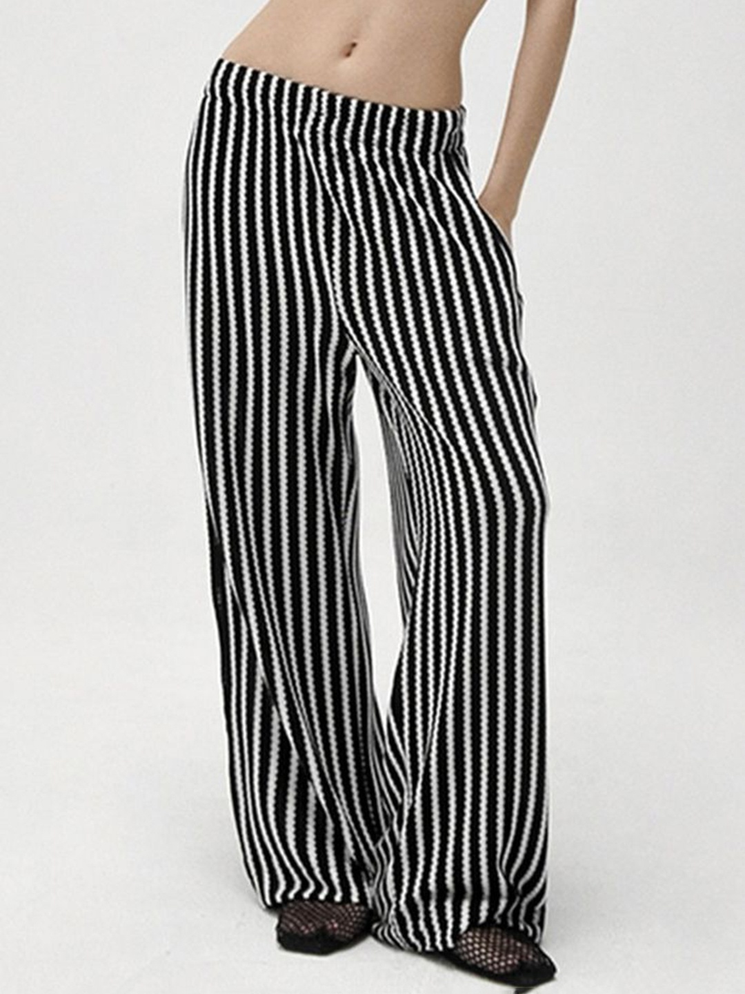 

LULU & SKY Women Striped Straight Fit Trousers, Black