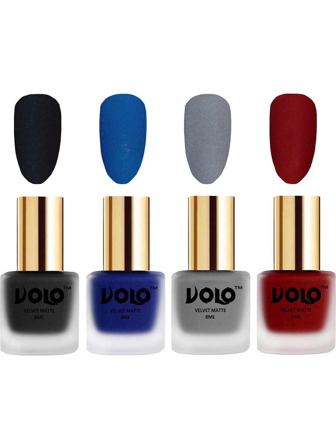 

VOLO Set Of 4 Velvet Matte Nail Polish- 8 ml Each- Shade- 5- 19- 20- 22, Multi