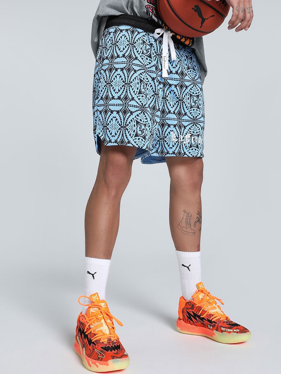 

Puma HOOPS x LAFRANC Mosaic Men's Geometric Printed Basket Ball Shorts, Blue