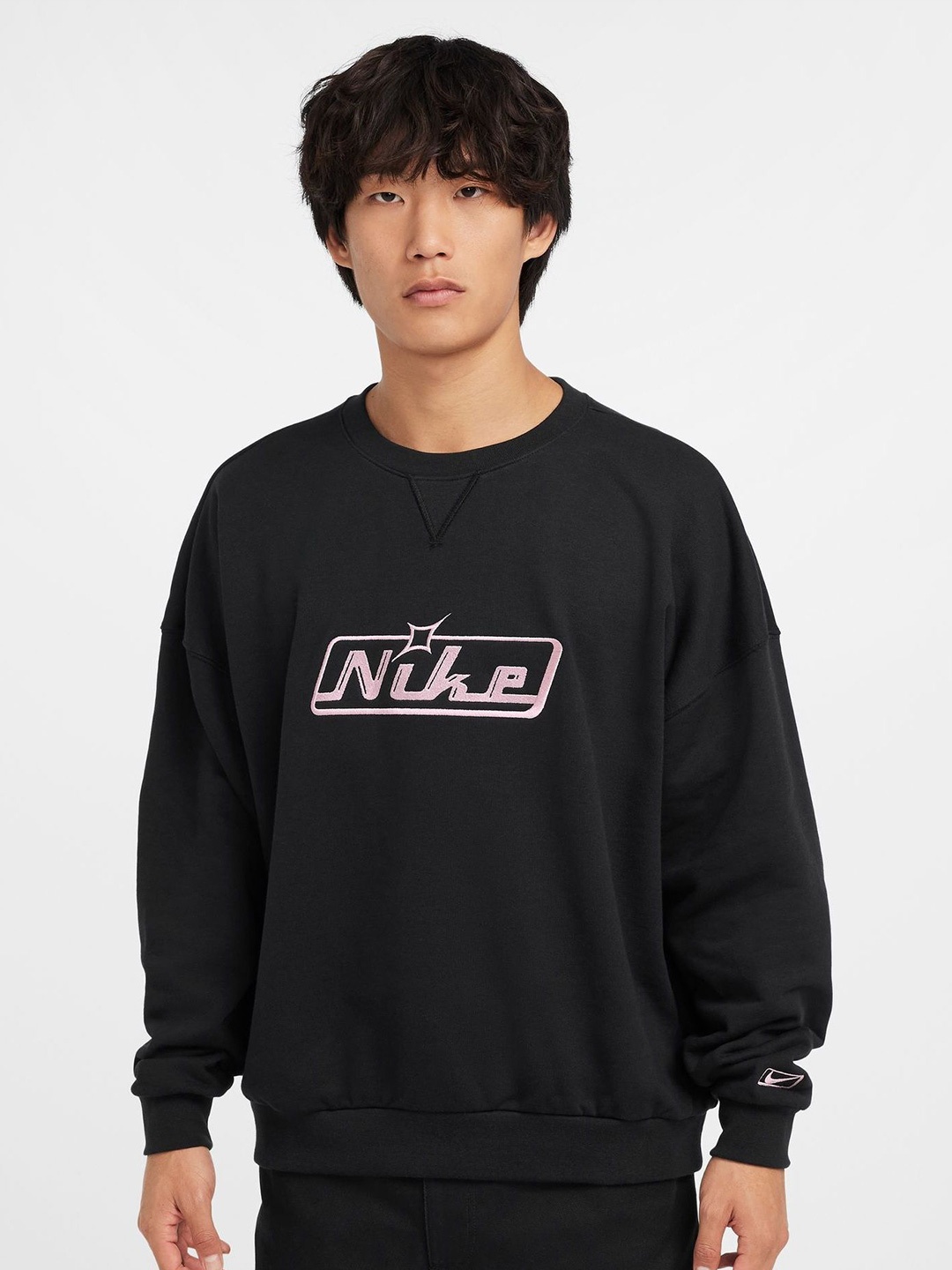 

Nike Club Men Oversized Crew-Neck Pullover Cotton Sweatshirt, Black