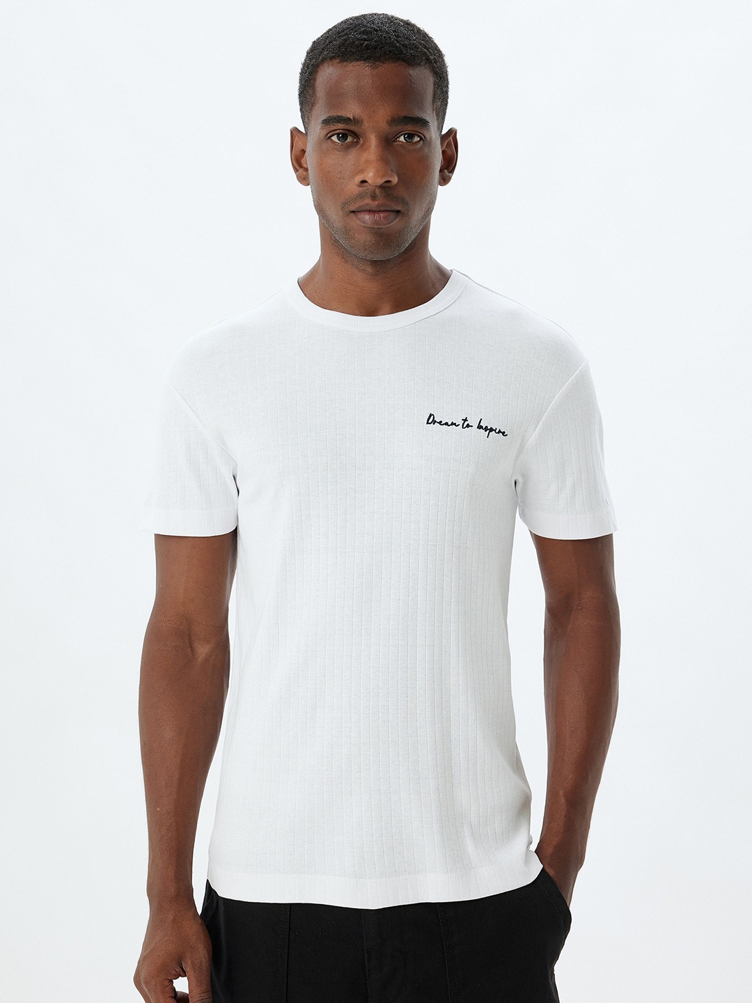 

Koton Men Solid Round Neck Cotton Slim Fit T-shirt, White