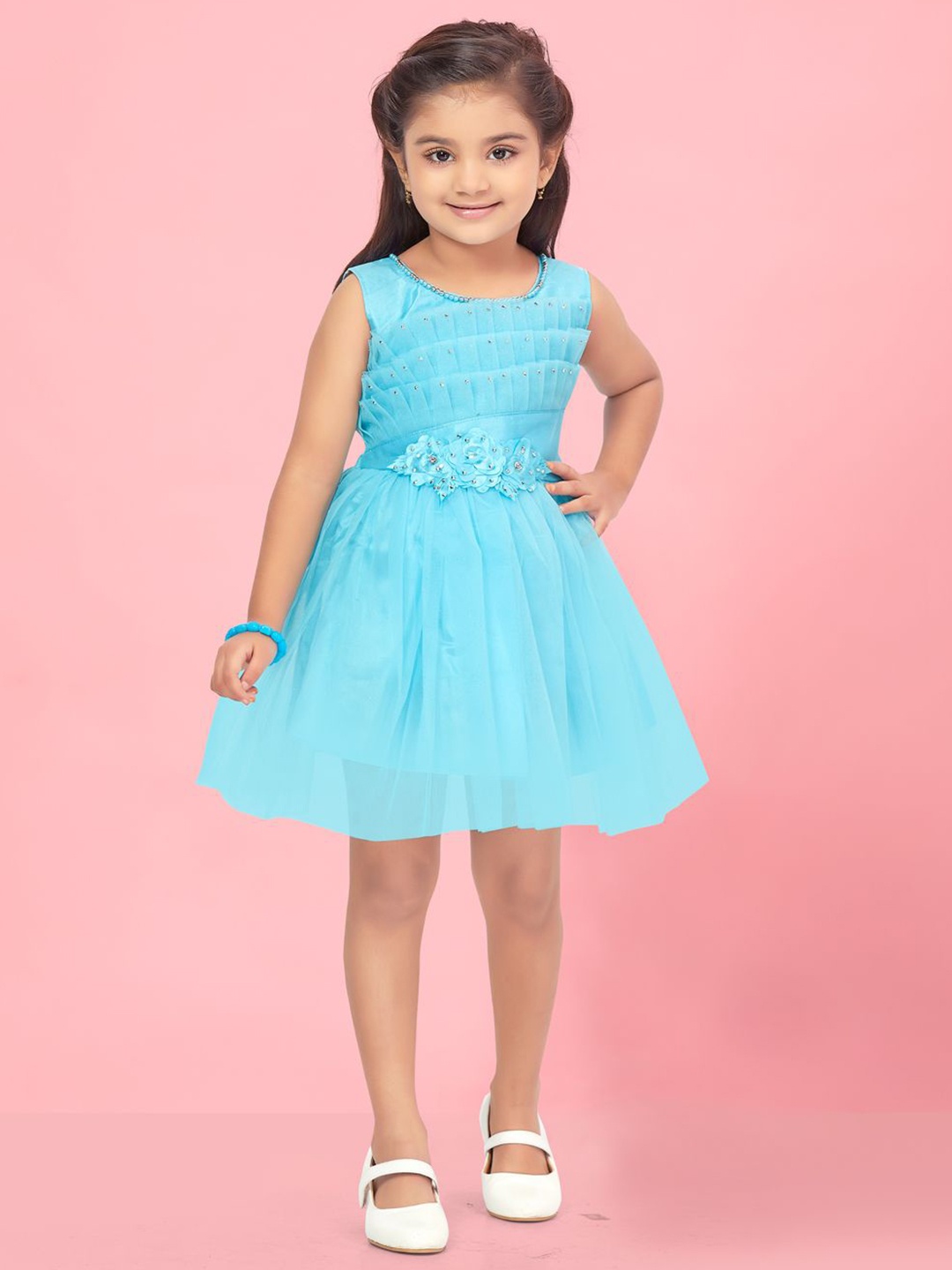 

BAESD Women Embellished Fit & Flare Dress, Turquoise blue