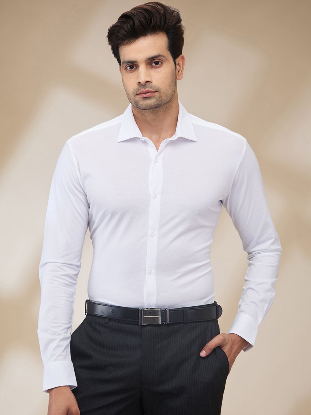 

Park Avenue Men Spread Collar Solid Cotton Slim Fit Formal Shirt, White