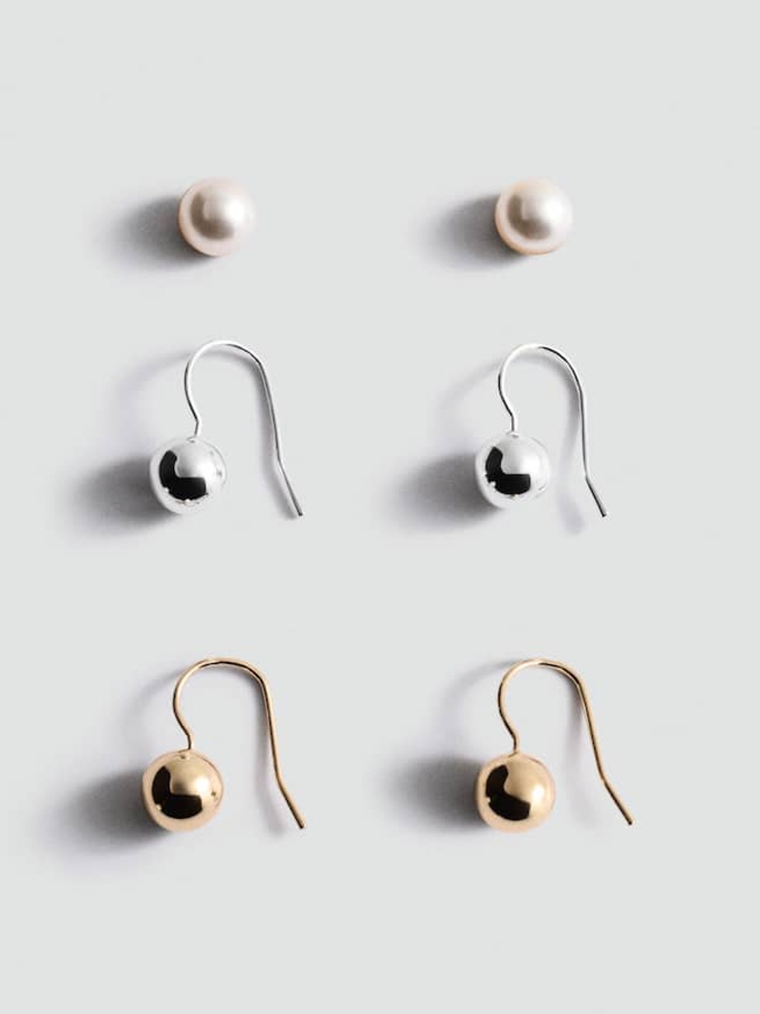 

MANGO Set of 3 Spherical Earrings, Silver