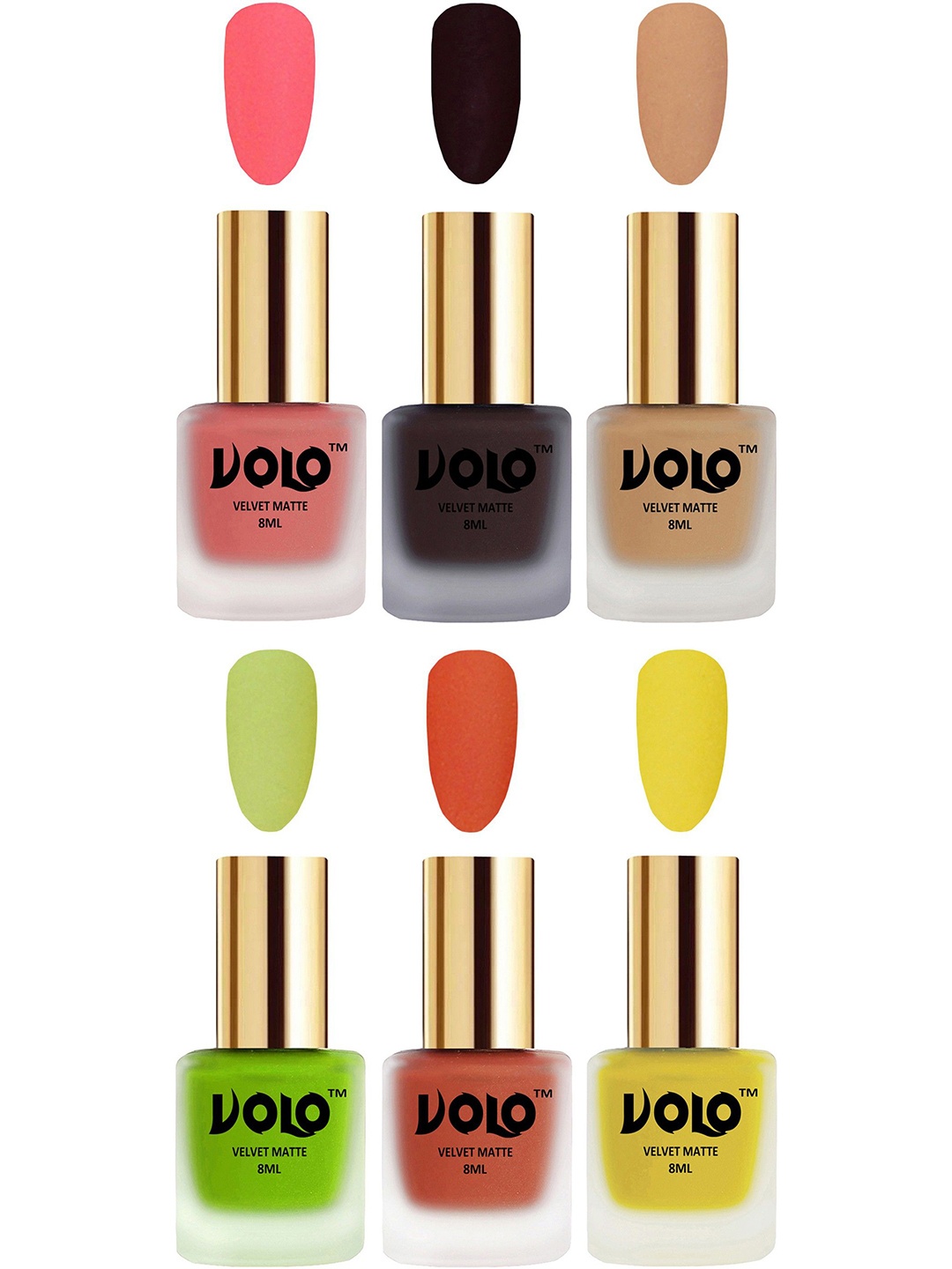 

VOLO Set Of 6 Velvet Matte Nail Polish - 8 ml Each, Burgundy