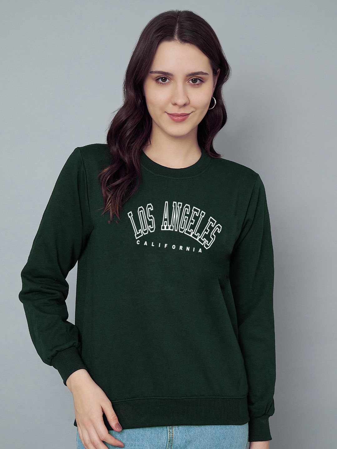 

Trend Level Women Typography Printed Fleece Ribbed Pullover Sweatshirt, Green