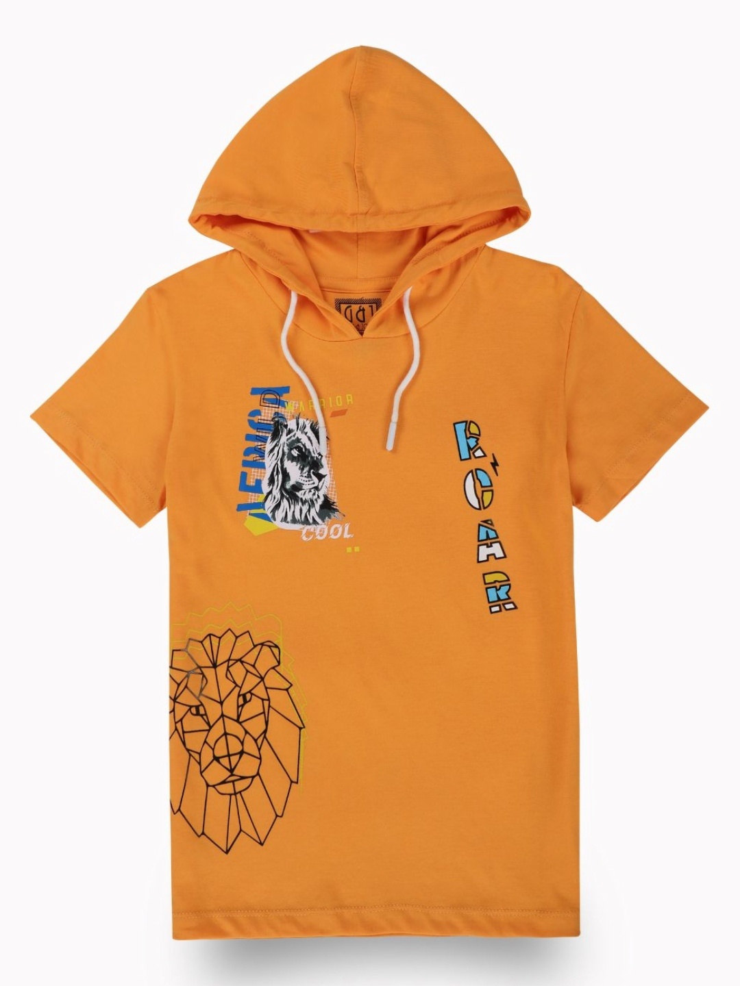 

Gini and Jony Boys Graphic Printed Hood Cotton T-shirt, Orange