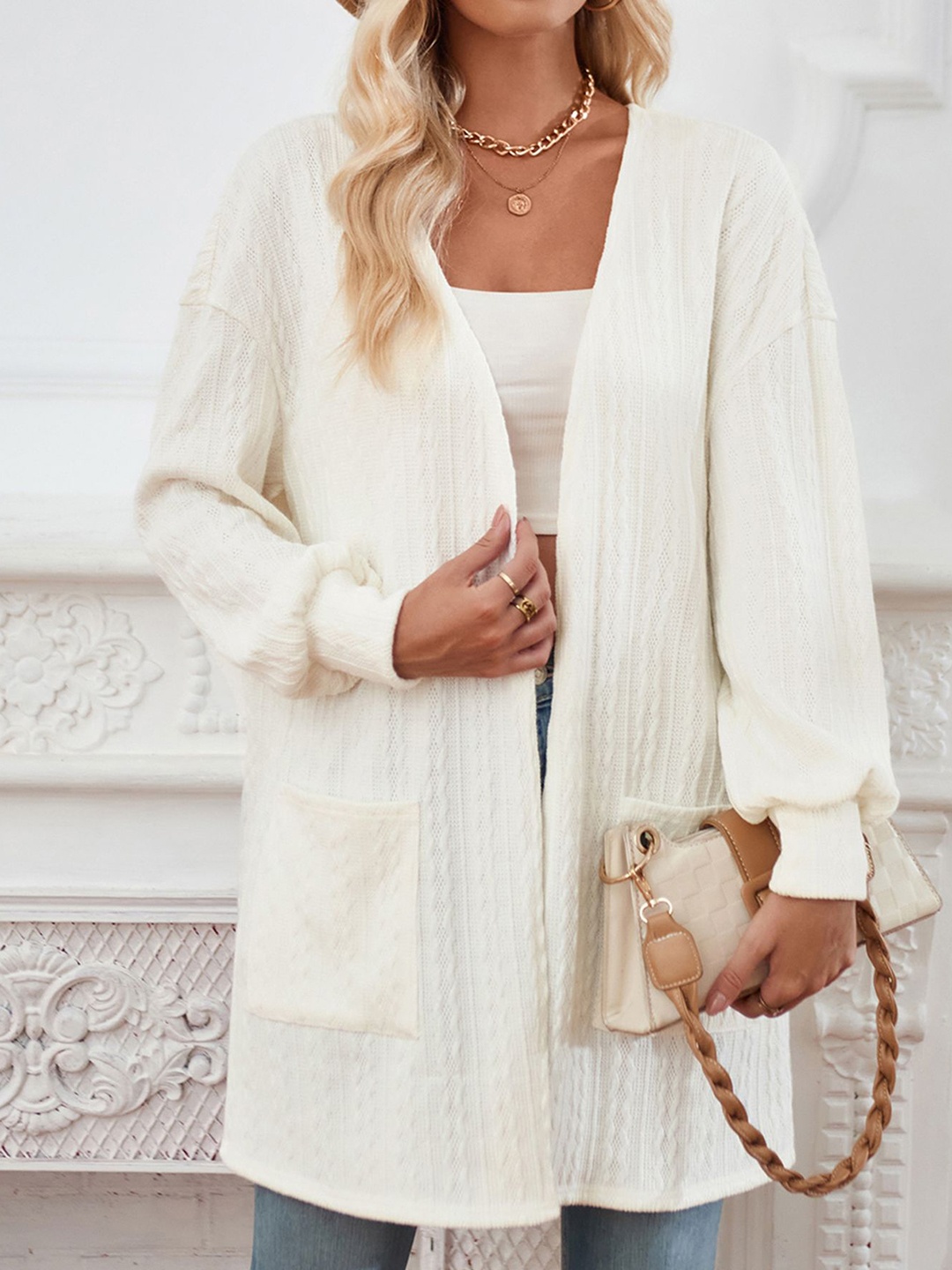 

StyleCast x Revolte Women Ombre Lightweight Longline Open Front Jacket, White