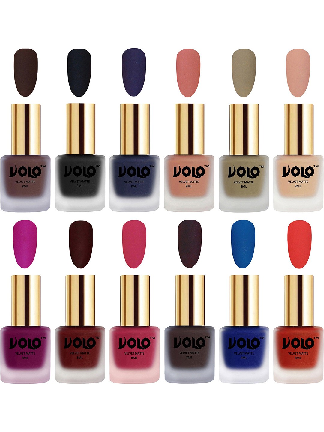 

VOLO Set Of 12 Velvet Matte Nail Polish-8 ml Each, Beige