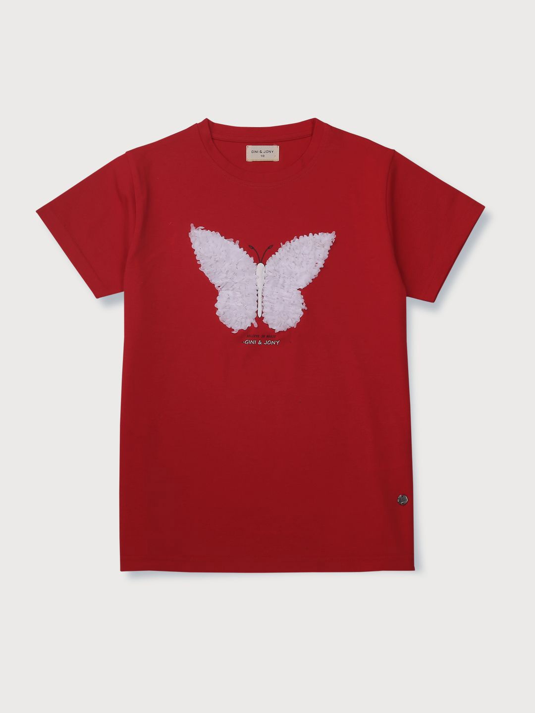 

Gini and Jony Girls Graphic Printed Round Neck Cotton T-Shirt, Red