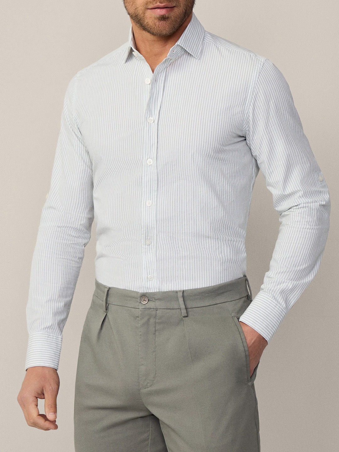 

HACKETT LONDON Men Tailored Fit Multi Stripes Opaque Striped Casual Shirt, White