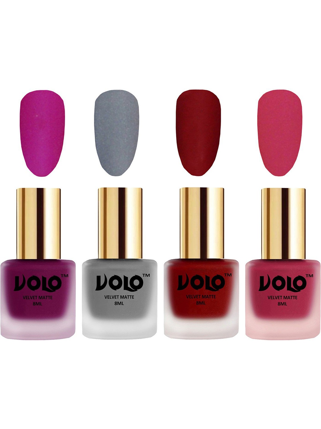 

VOLO Set of 4 Velvet Dull Matte Nail Polish - 8 ml Each - 14-20-22-43, Multi