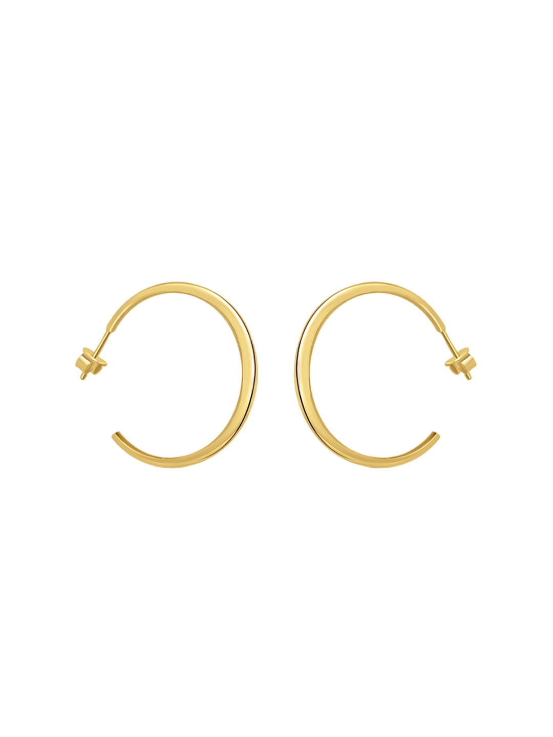 

925 SILLER 925 Pure Silver Rhodium-Plated Contemporary Hoop Earrings, Gold