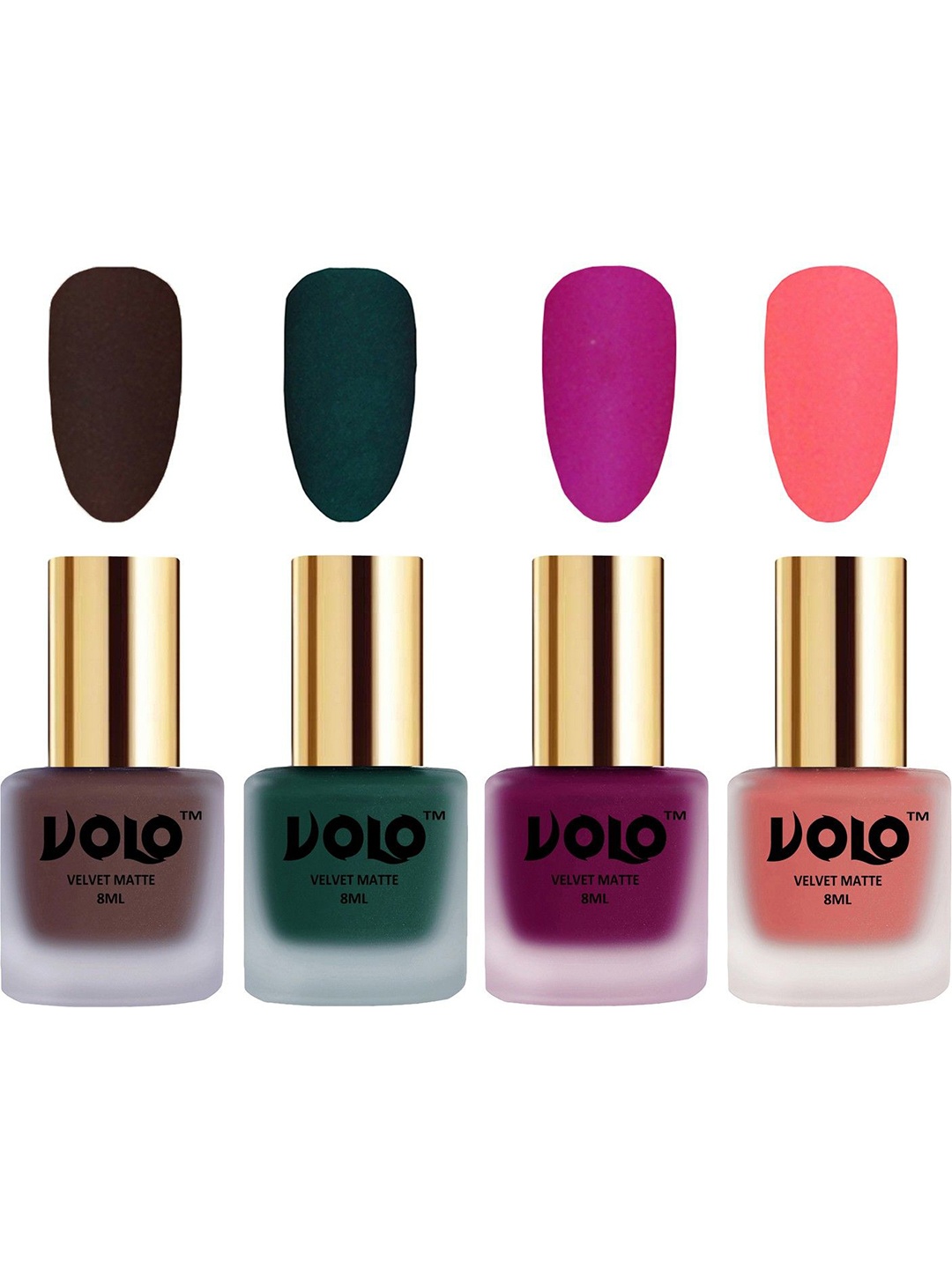 

VOLO Set Of 4 Velvet Matte Nail Polish- 8 ml Each- Shade -2 -12-14- 41, Multi