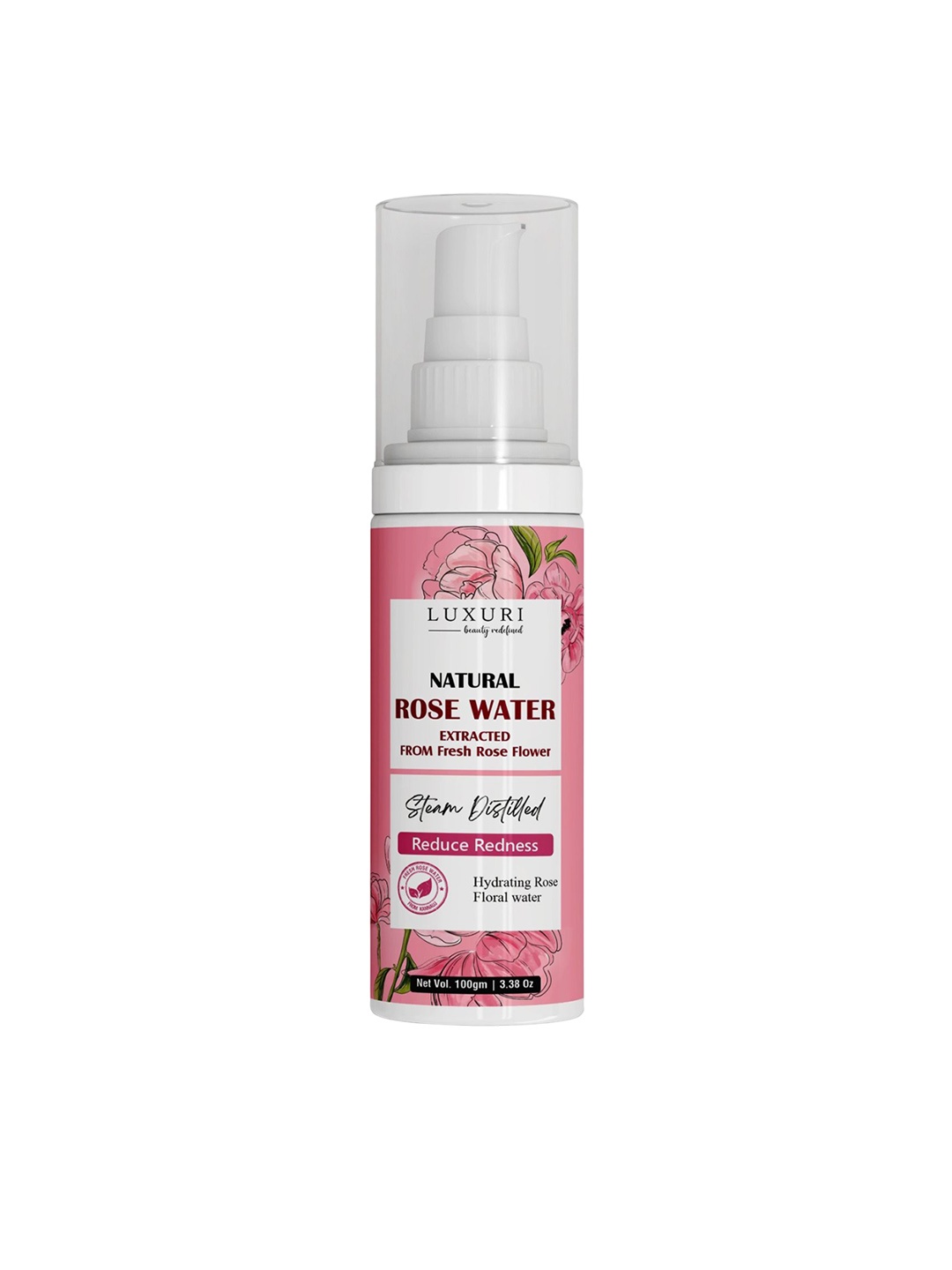 

Luxuri 100% Natural Rose Water For Face & Hair Care -100 ml, White
