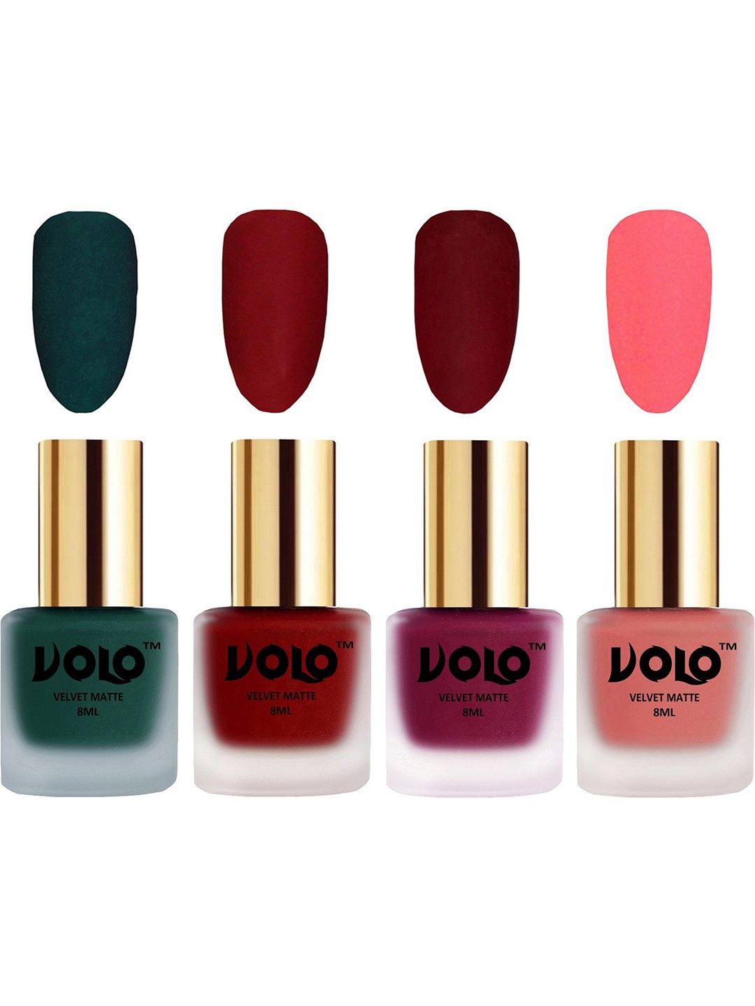 

VOLO Set Of 4 Velvet Matte Nail Polish- 8 ml Each- 12 -22-25- 41, Multi