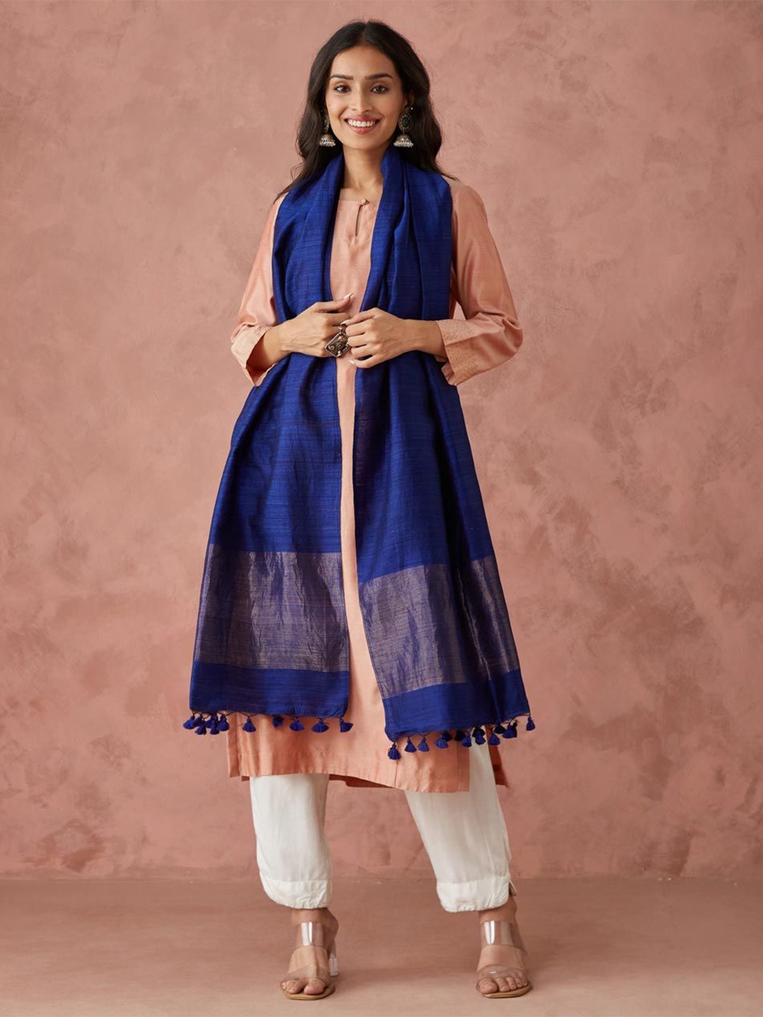 

Fabindia Women Woven Design Stole, Blue